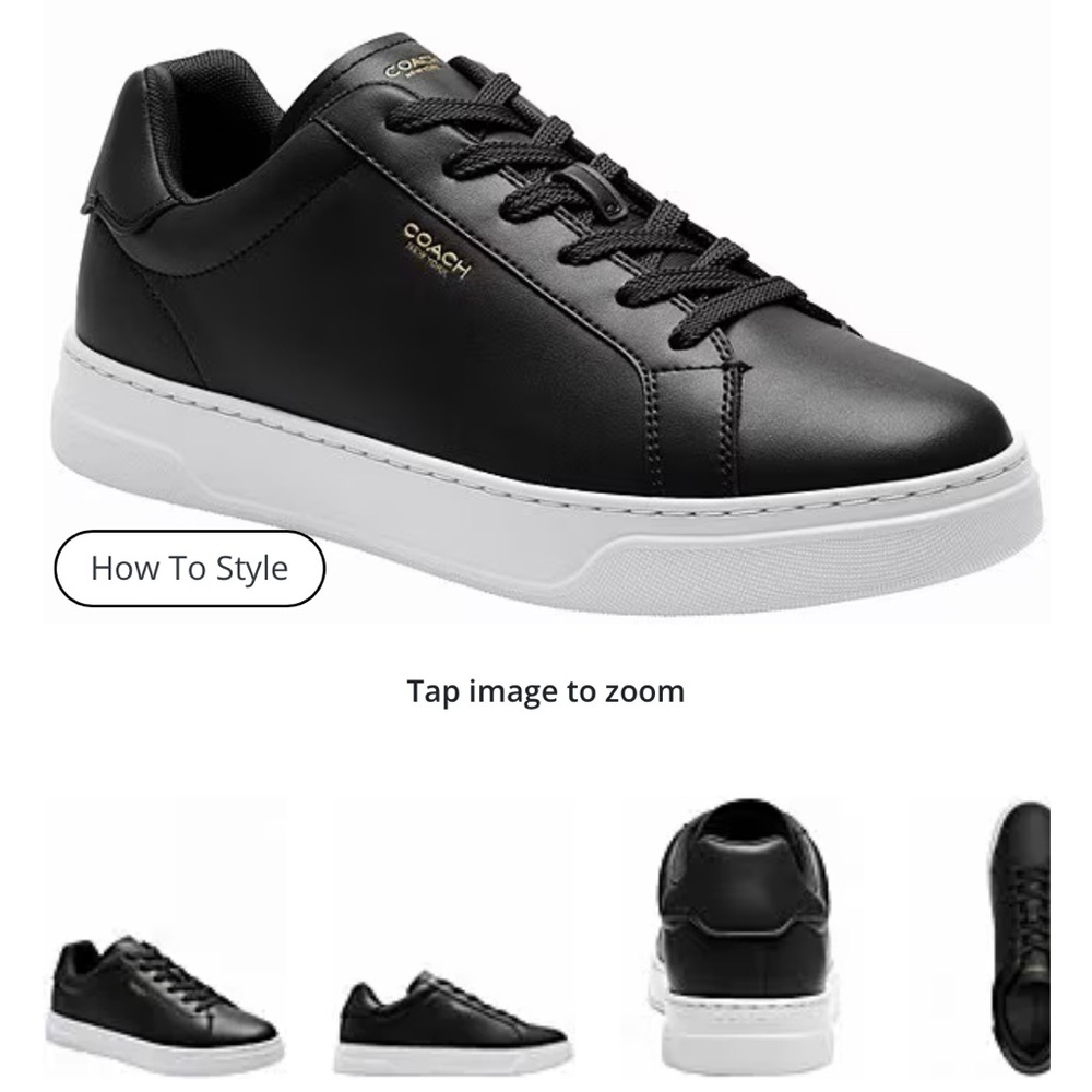 Coach Men's High Line Leather Black and White Sneakers